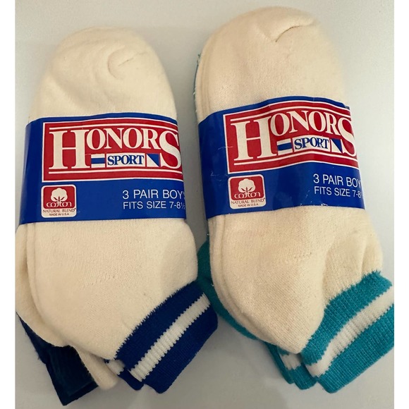 Honors Other - Vintage NOS new 7-8.5  boys 6 pr (2 pk x 3 pr) socksUSA 100% cotton